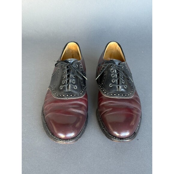 Vintage Johnston & Murphy Aristocraft Saddle Shoes Two-Tone Burgundy Black 10